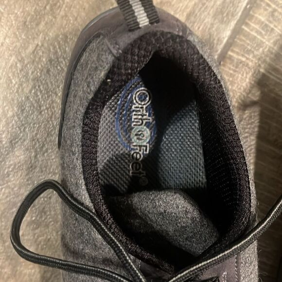 Orthofeet grey & black lace up textile oxfords - Picture 4 of 5